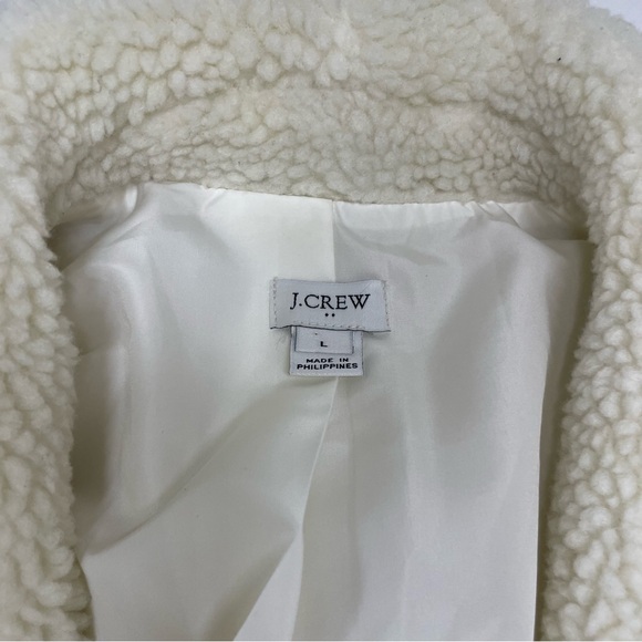 J Crew Sherpa Teddy Coat – Ivory Cream Fleece Jacket - Picture 7 of 8